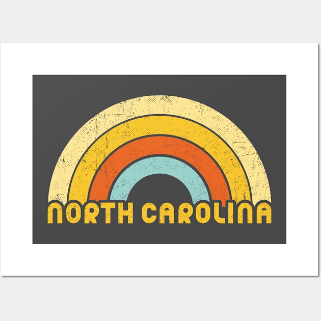 Retro Colorful North Carolina Design Wall Art by dk08